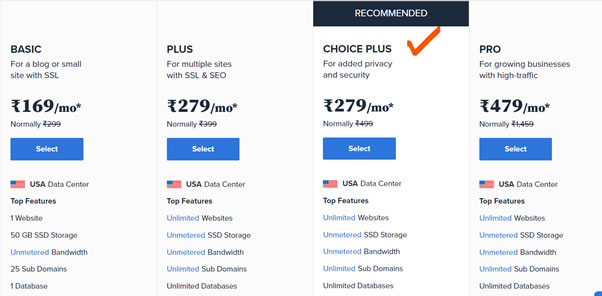 choose the Bluehost plan