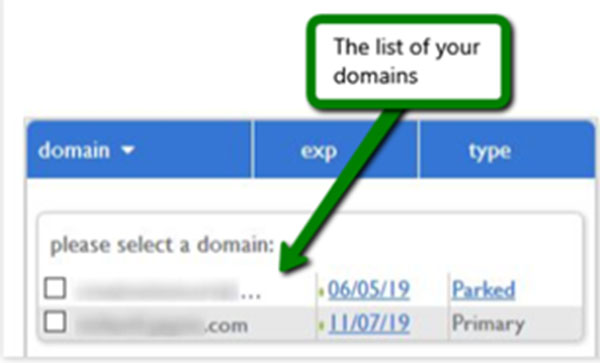 find the domain name from the list you want to transfer